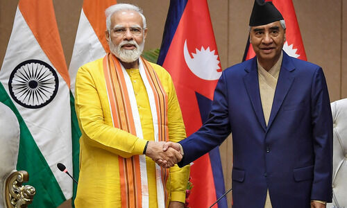 PM Modi meets Nepalese counterpart in Lumbini; discuss full range of bilateral relations PM Modi meets Nepalese counterpart in Lumbini; discuss full range of bilateral relations