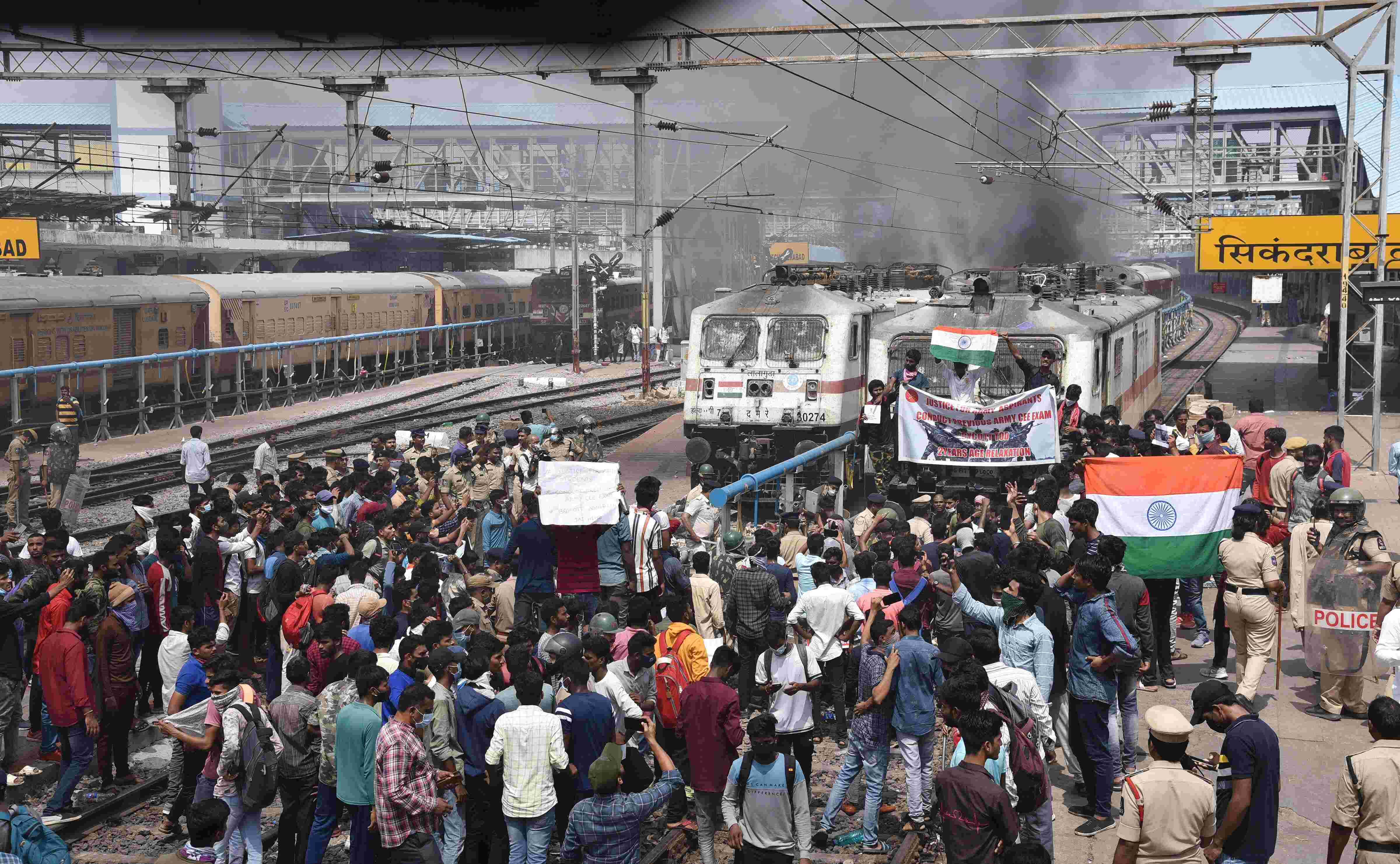 Violence-hit Secunderabad railway station under tight security cover, train services resume