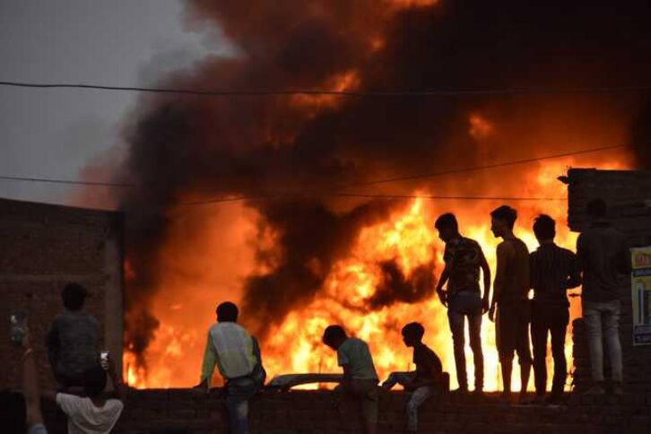 Fire in UP vegetable market, shops gutted Fire in UP vegetable market, shops gutted