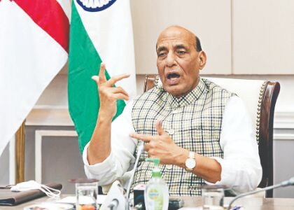 Indian Navy an outstanding force: Defence Minister Rajnath Singh