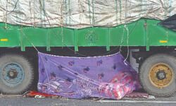 Among protest tents, one that houses school for slum kids