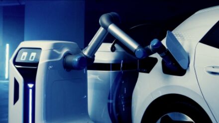 Volkswagen unveils visionary electric car-charging robot