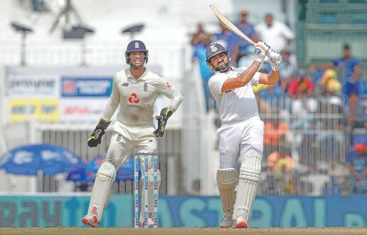 Ton-up Rohit sweeps on Chepauk   turner as India score 300/6 on Day 1