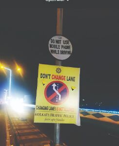 Signage boards put up on Maa flyover to caution motorists