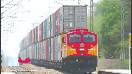 Railways trial run of double stacked dwarf container train successful Railways trial run of double stacked dwarf container train successful