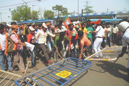 6 held for violence as BJP supporters continue to protest over partys candidate selection