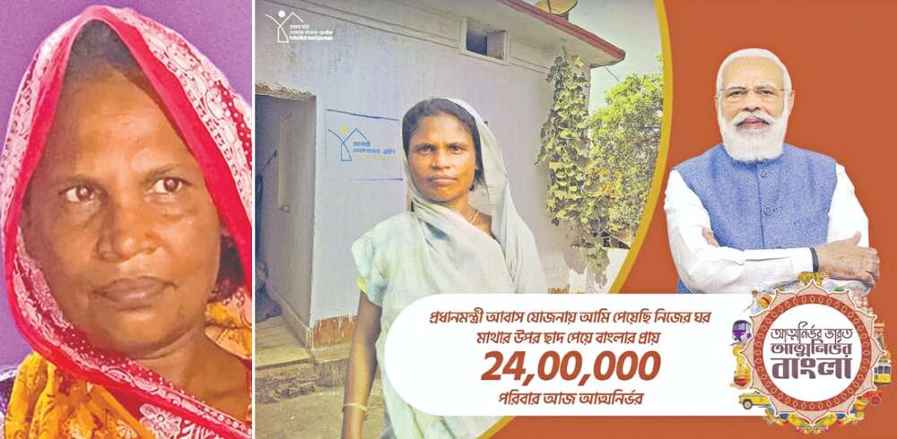 Woman on BJP poster hailing PMs housing scheme not a beneficiary Woman on BJP poster hailing PMs housing scheme not a beneficiary