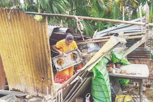 Several houses damaged due to Tornedo-like storm Several houses damaged due to Tornedo-like storm