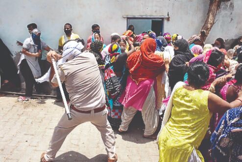 Residents of Khori Village lathi charged by Hry Police during stir