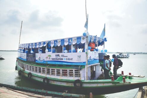Vaccination on Boat launched at Gosaba Vaccination on Boat launched at Gosaba