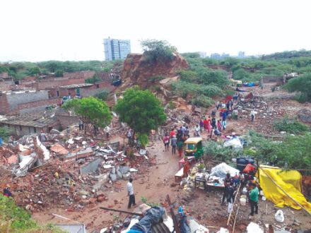 Khori demolition starts, runs into rain, protesting villagers Khori demolition starts, runs into rain, protesting villagers