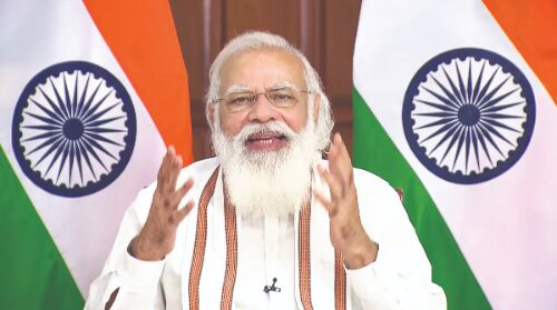 Modi hails double-engine govt in Uttar Pradesh Modi hails double-engine govt in Uttar Pradesh