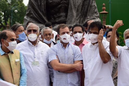 Opposition takes out protest march against govt, Rahul Gandhi says voice of people crushed