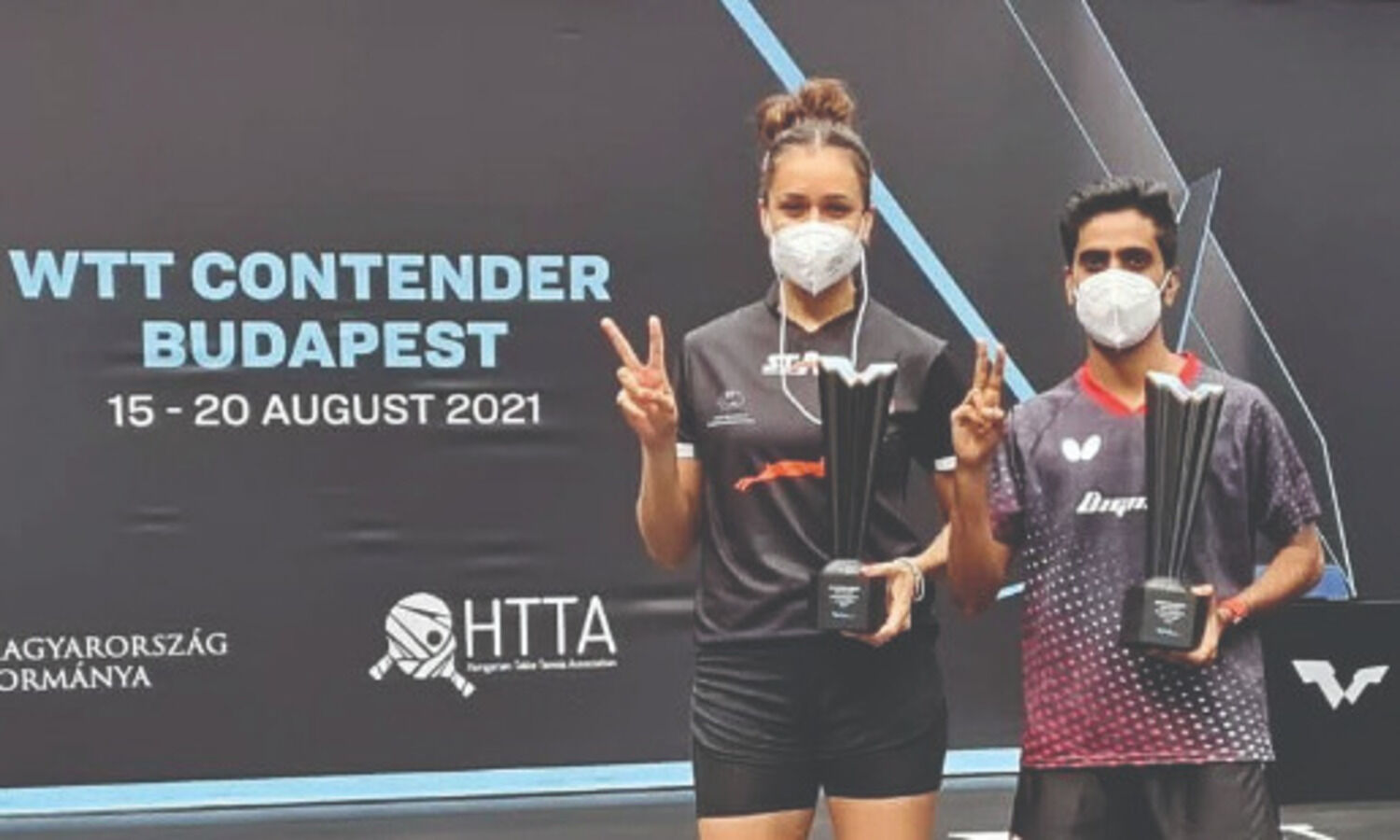 Manika Batra-Sathiyan bag   title as mixed doubles pair