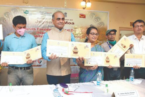 Postal department releases spl cover on Joynagar-er Moa Postal department releases spl cover on Joynagar-er Moa