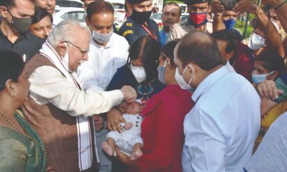 Khattar takes stock of devp activities in his Karnal assembly constituency, launches pulse polio drive Khattar takes stock of devp activities in his Karnal assembly constituency, launches pulse polio drive