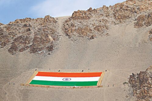 Largest khadi national flag unfurled in Ladakh Largest khadi national flag unfurled in Ladakh