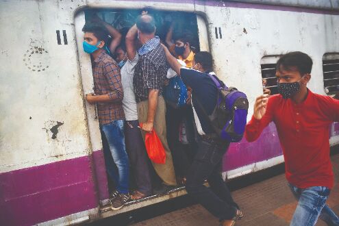 Local trains jam-packed after services resume