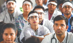 Landlord sending notices: Hindu Rao docs go on strike over salaries Landlord sending notices: Hindu Rao docs go on strike over salaries