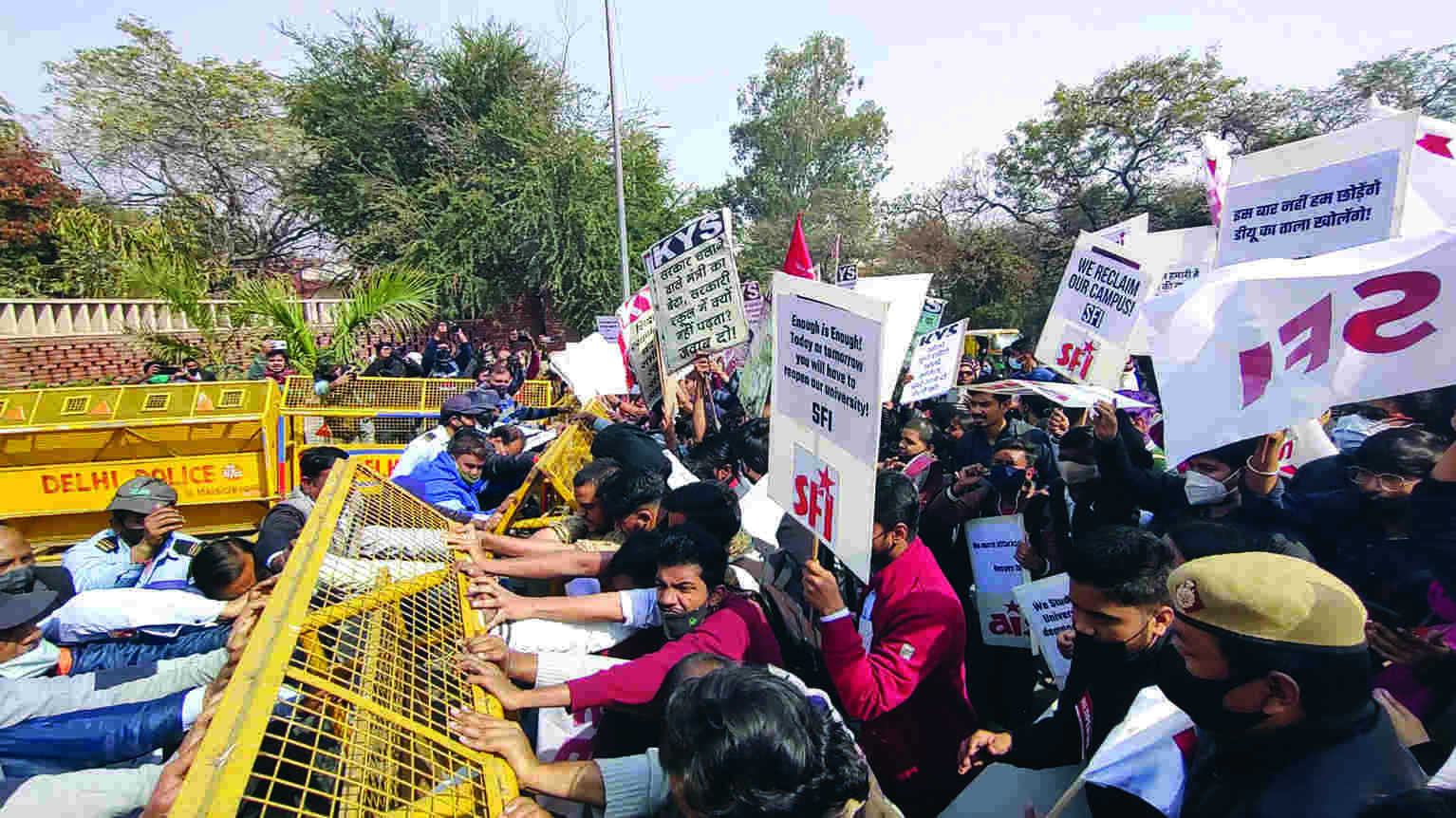 All varsities yet to reopen; students protest in DU, JNU