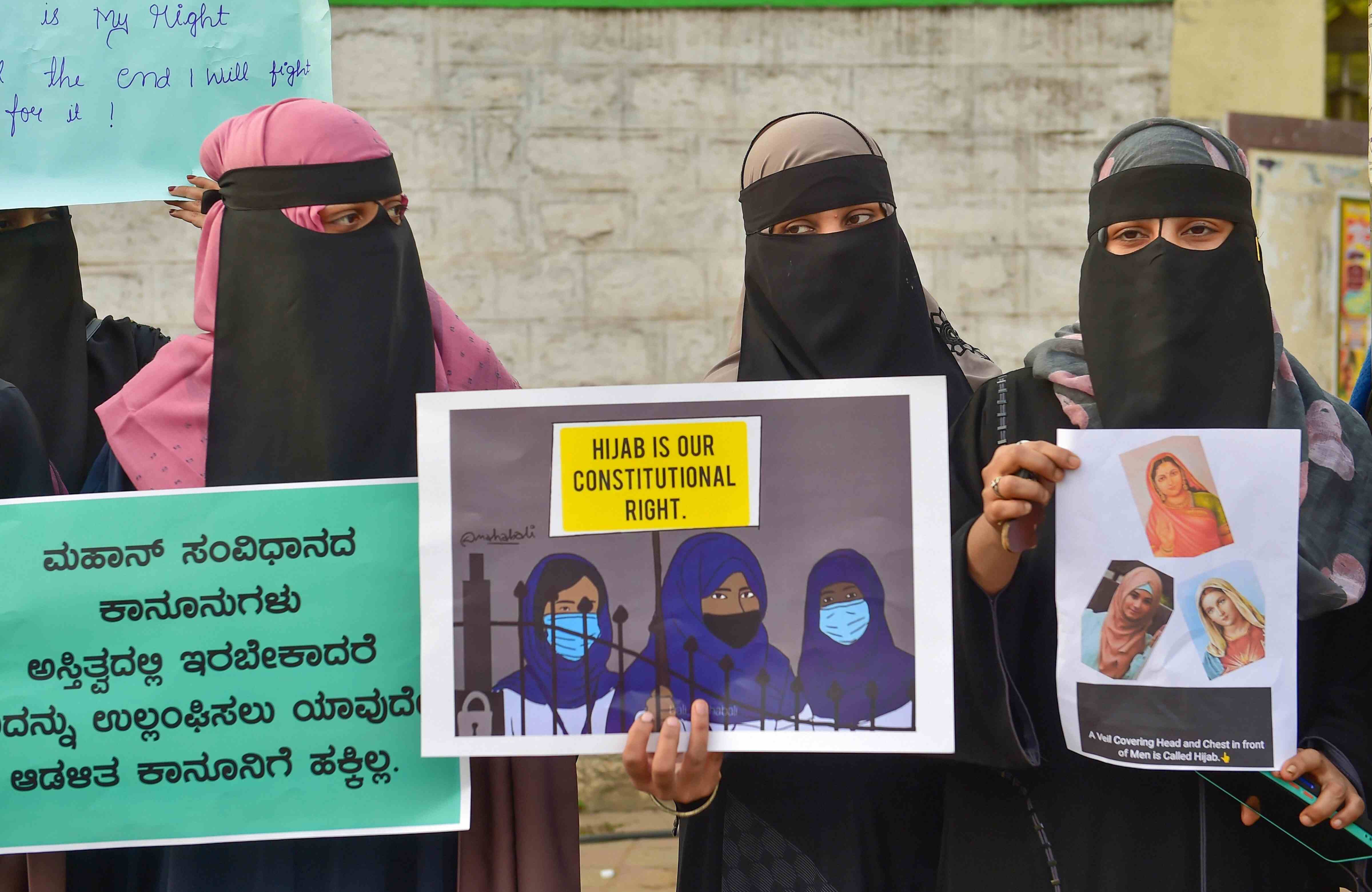 Hijab row: HC refers case to larger bench; protests banned near schools, colleges