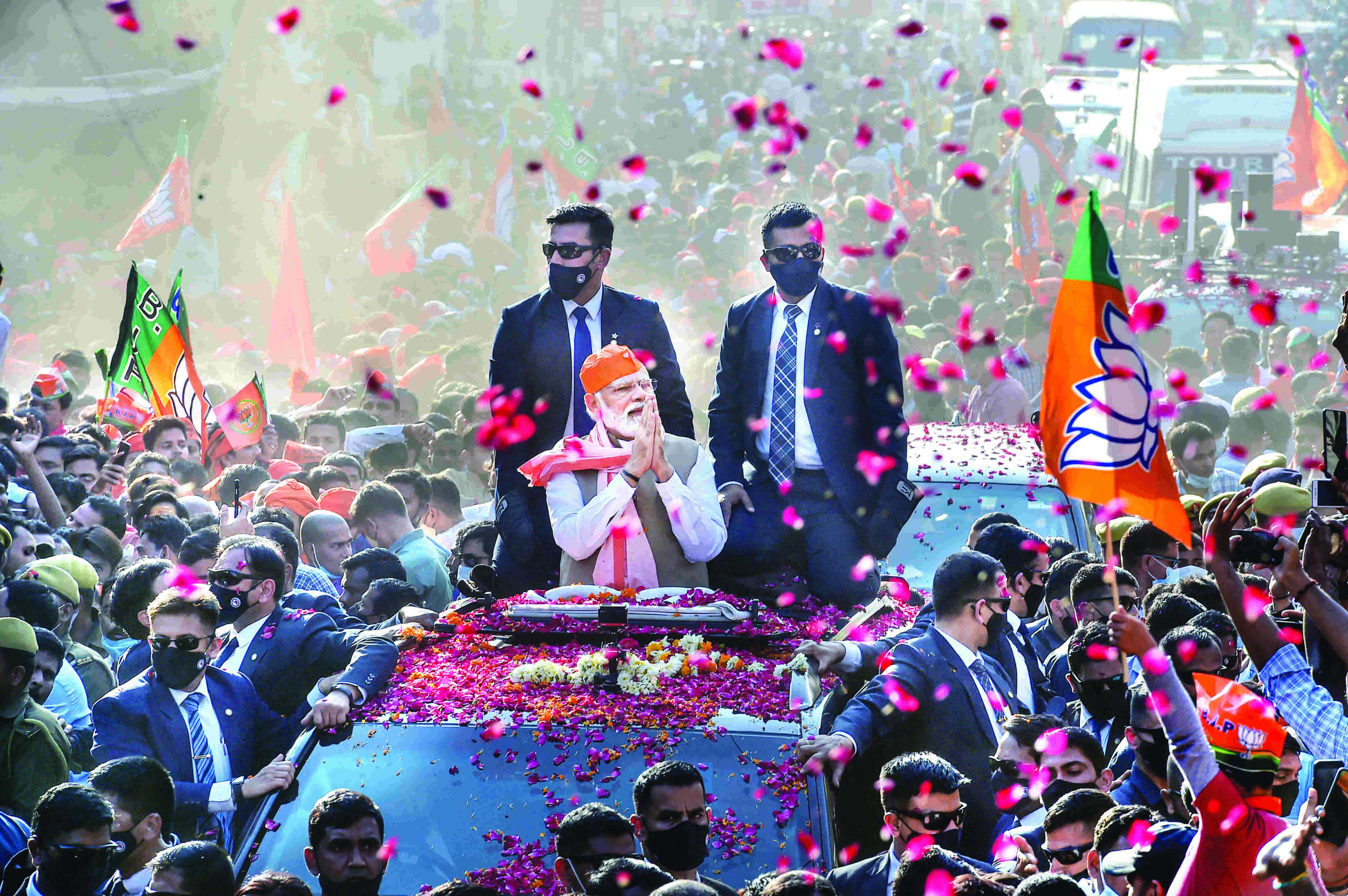 PM Modi holds roadshow in Varanasi PM Modi holds roadshow in Varanasi