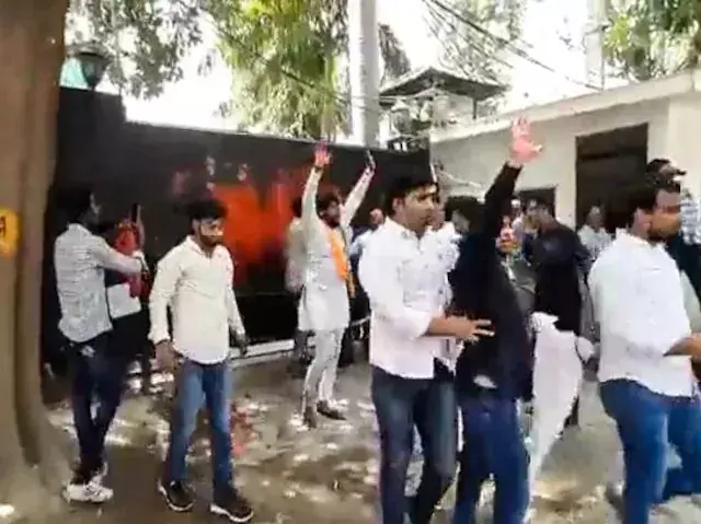 BJP youth wing protesters vanadalise barriers, CCTV outside Kejriwals residence: AAP alleges conspiracy to kill him