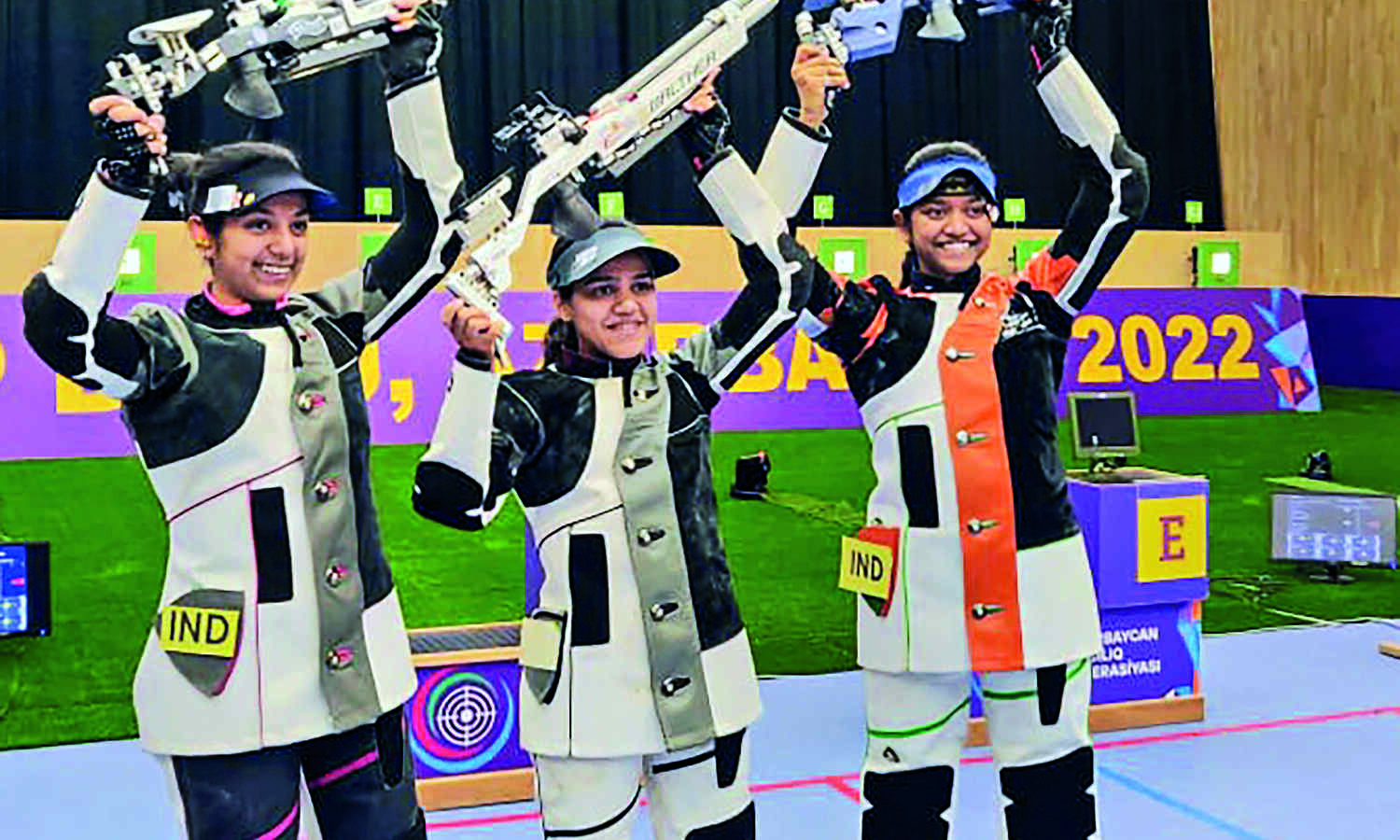 Elavenil, Ramita and Shreya win gold in womens 10m air rifle team competition