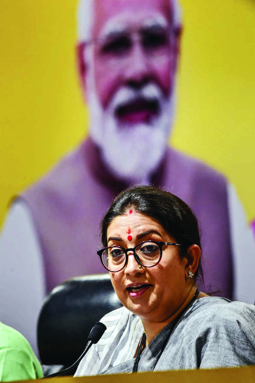 Smriti Irani hits out at CM   for giving clean chit to Jain