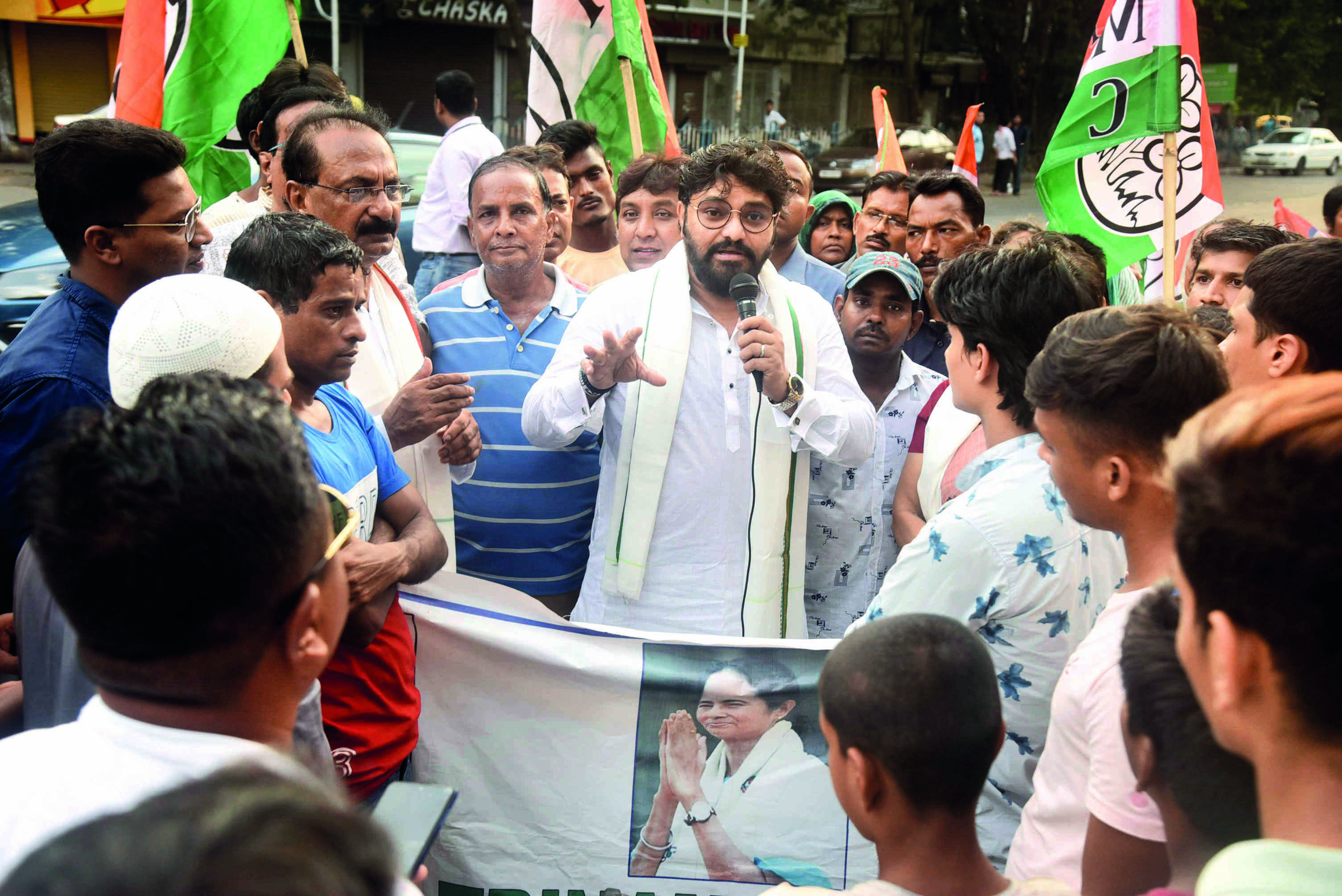 TMC holds protest rallies demanding release of dues of 100-days work TMC holds protest rallies demanding release of dues of 100-days work