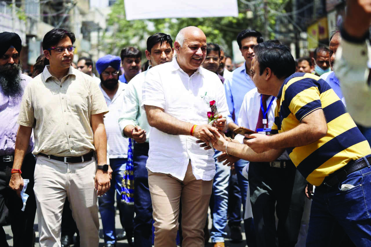 Sisodia conducts an on-ground inspection of Kamla Nagar Mkt Sisodia conducts an on-ground inspection of Kamla Nagar Mkt