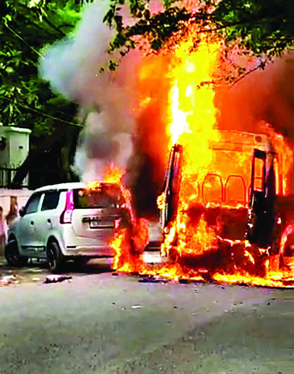 Narrow escape for 21 kids as school bus catches fire