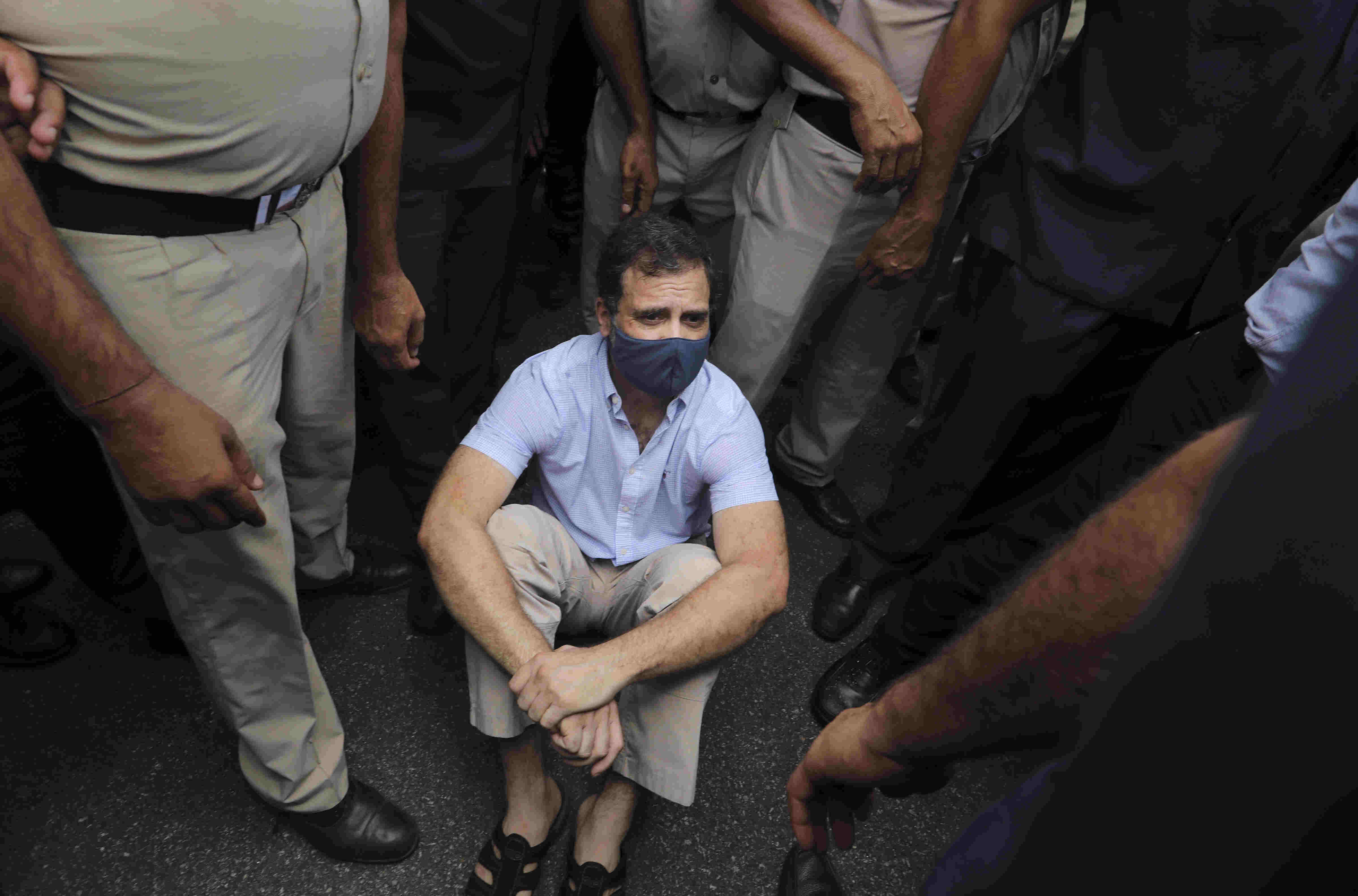 Rahul Gandhi detained during Cong protest against Sonia Gandhis questioning Rahul Gandhi detained during Cong protest against Sonia Gandhis questioning