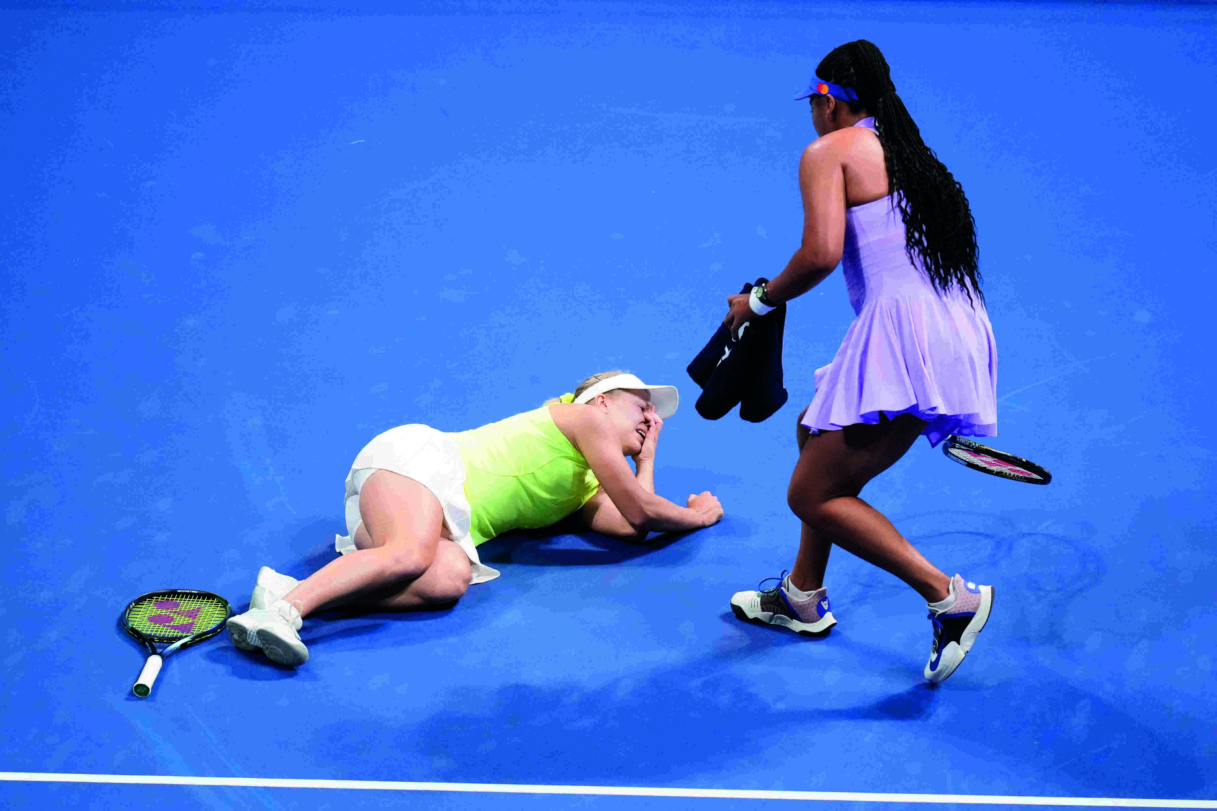 Naomi Osaka wins first match after Daria Saville retires in Tokyo