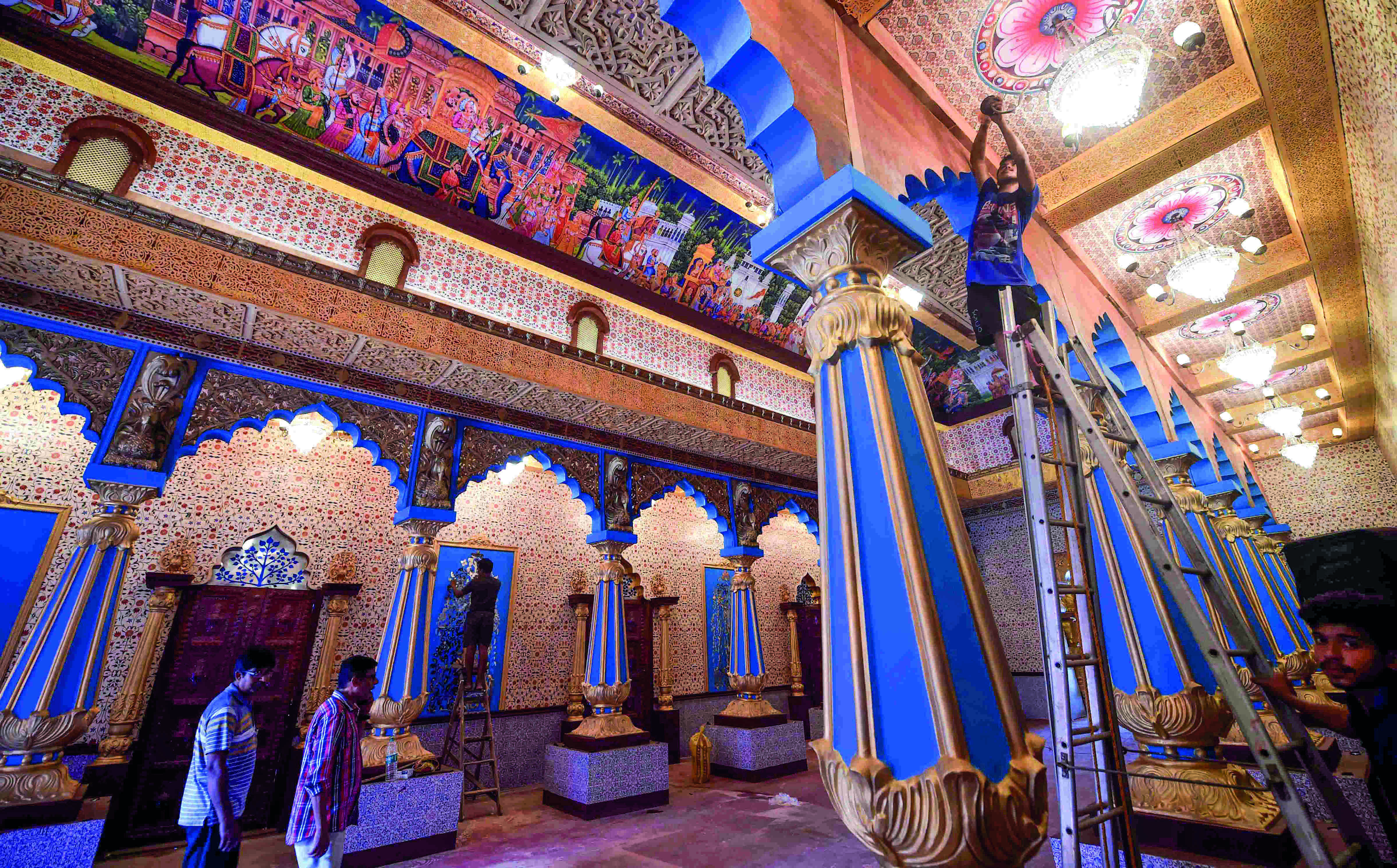 Nature and lifes race among myriad Durga Puja themes in city