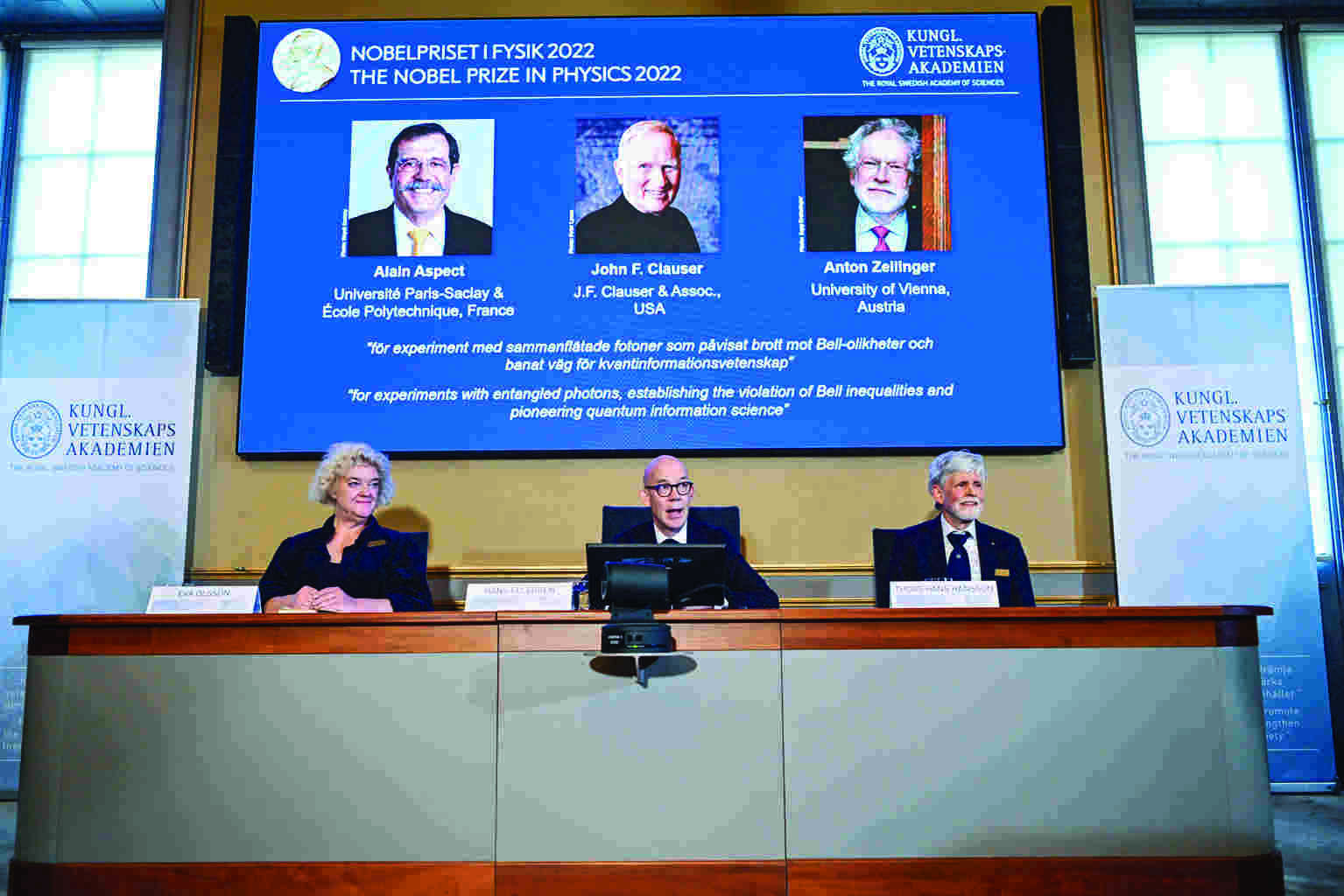 Three scientists share Nobel Prize in physics for work on quantum information science