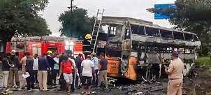 Maha: 11 dead, 38 injured as bus catches fire after hitting truck in Nashik