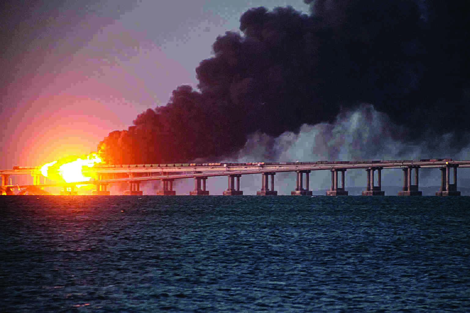 Crimea bridge blast damages key Russian supply route; three dead Crimea bridge blast damages key Russian supply route; three dead