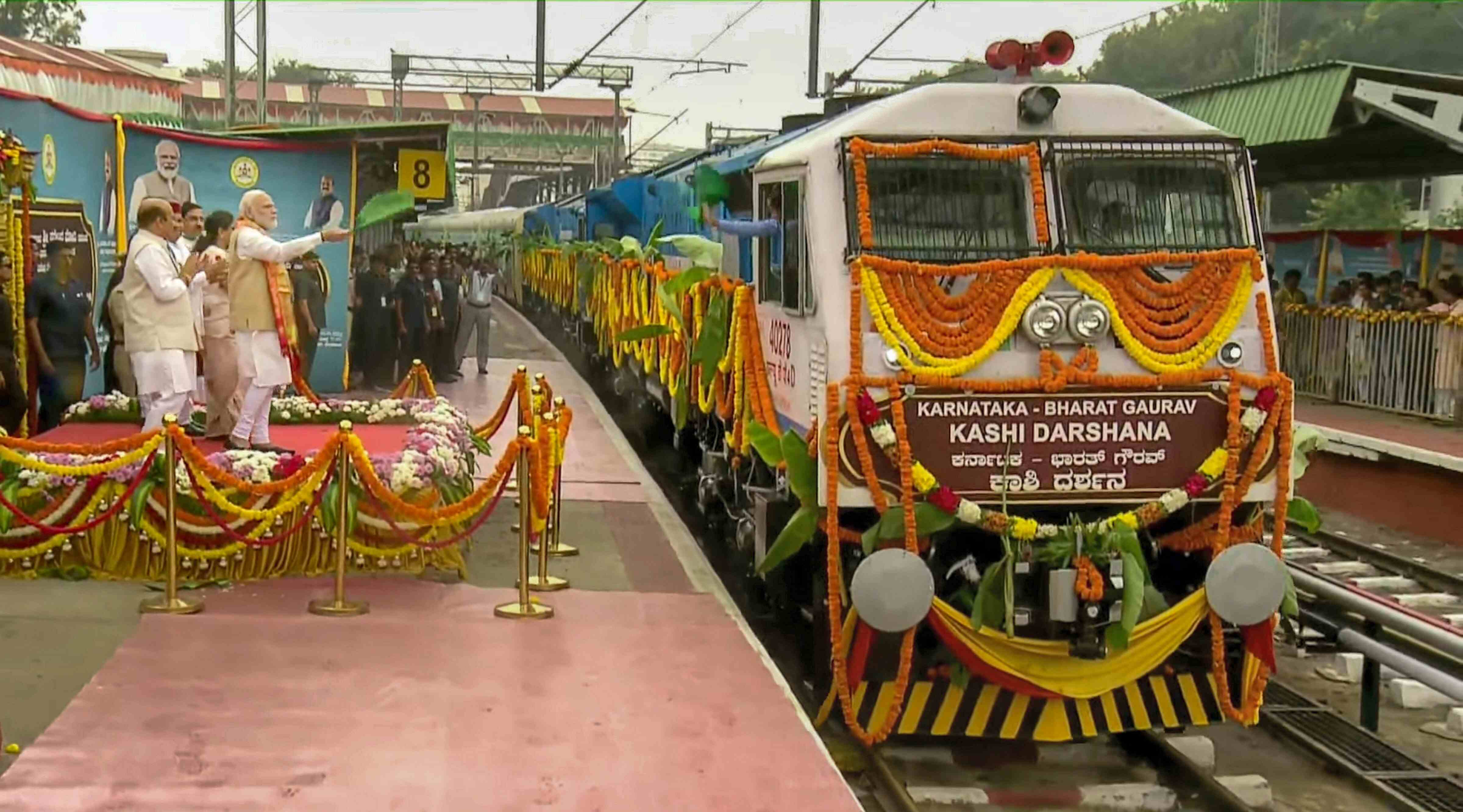 PM flags off south Indias first Vande Bharat Express in Bengaluru PM flags off south Indias first Vande Bharat Express in Bengaluru