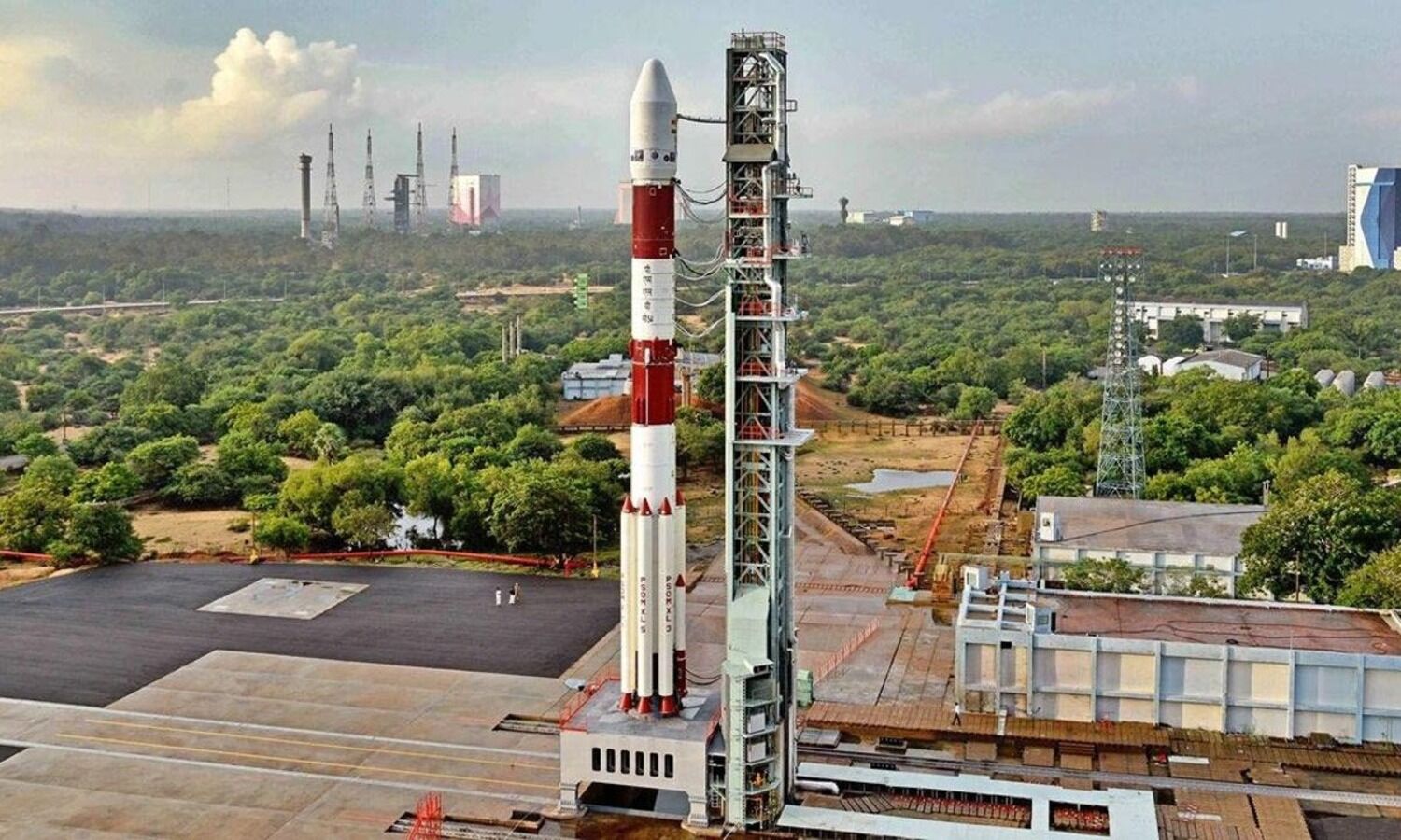PSLV-C54 carrying earth observation satellite and co-passenger satellites lifts off