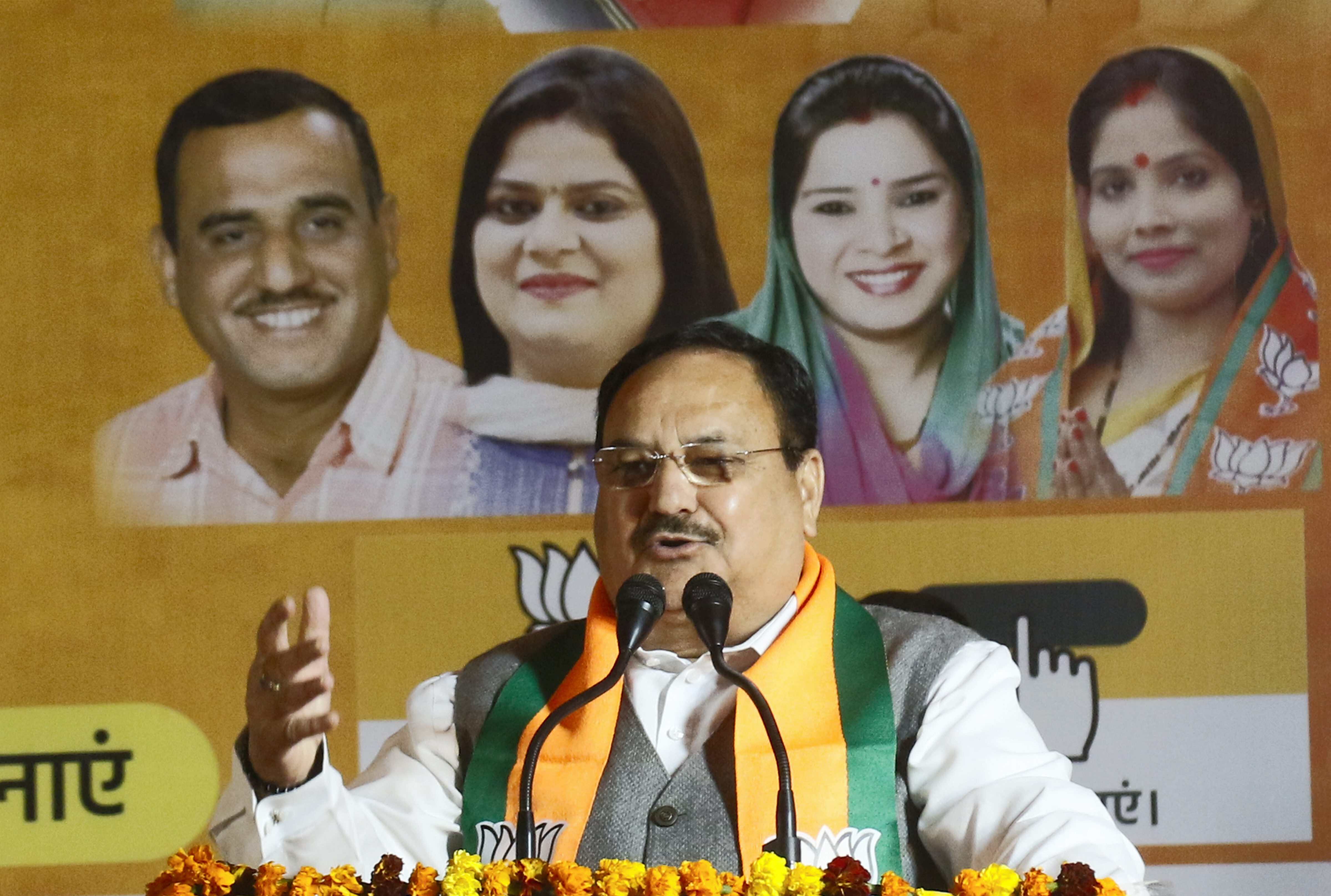 MCD polls: Nadda goes door to door in Delhis Wazirpur, urges people to vote for BJP MCD polls: Nadda goes door to door in Delhis Wazirpur, urges people to vote for BJP