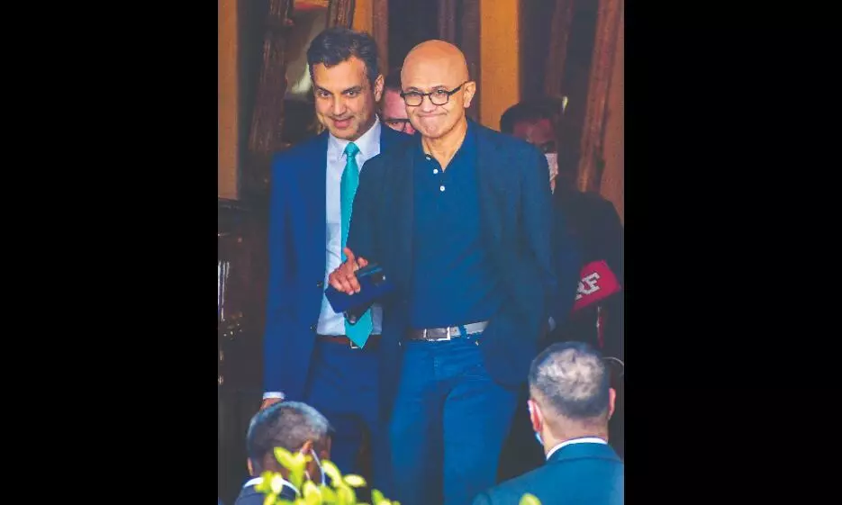 Nadella hails digitisation initiatives in India Nadella hails digitisation initiatives in India