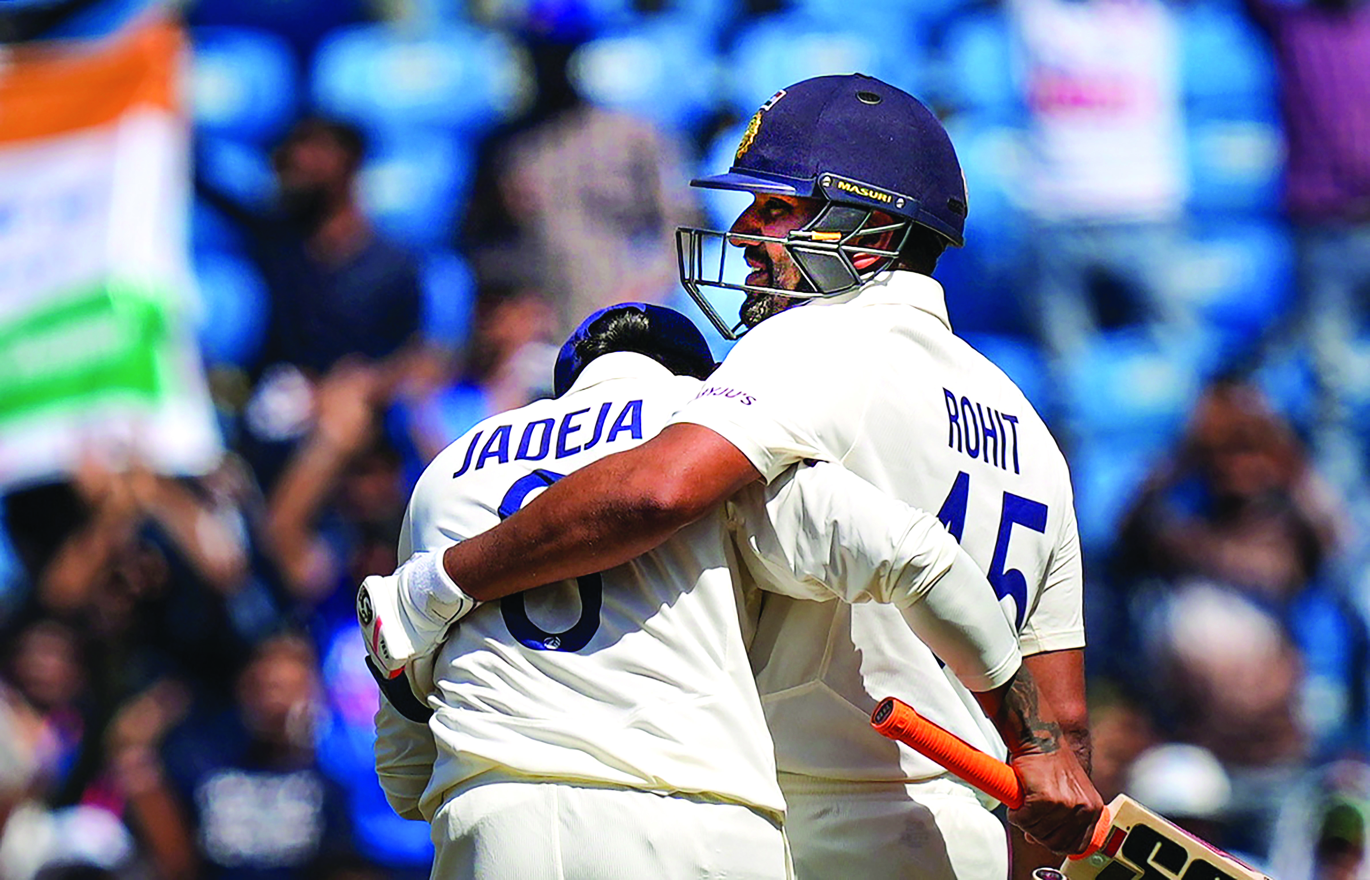 Ton-up Rohit, all-rounder Jadeja put India on top