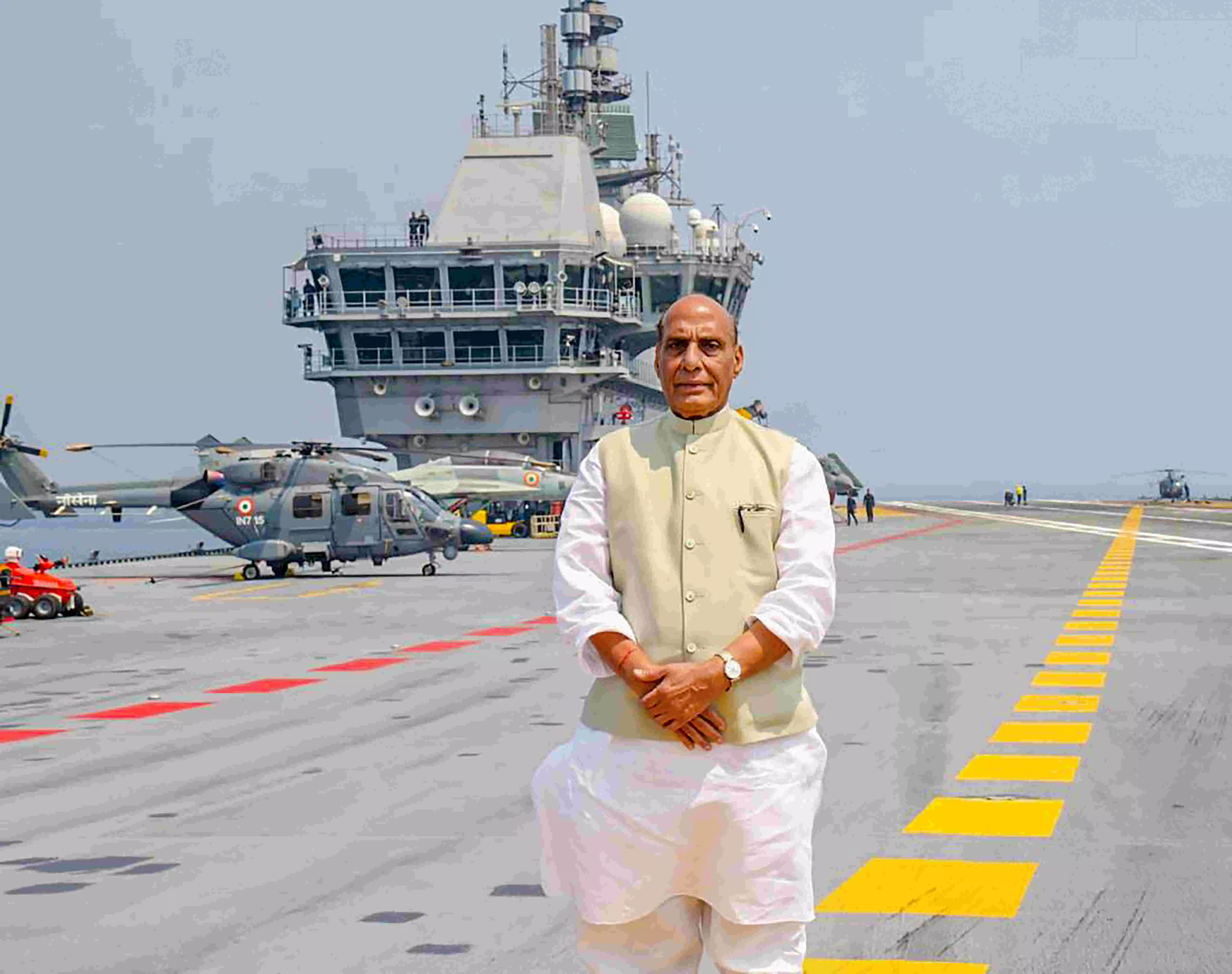 Rajnath Singh addresses top naval commanders onboard INS Vikrant