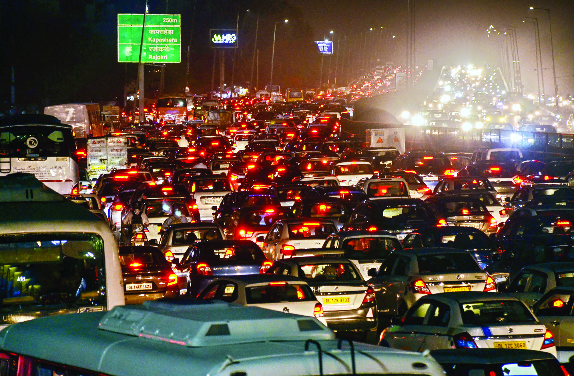 Traffic crawls in South Delhi
