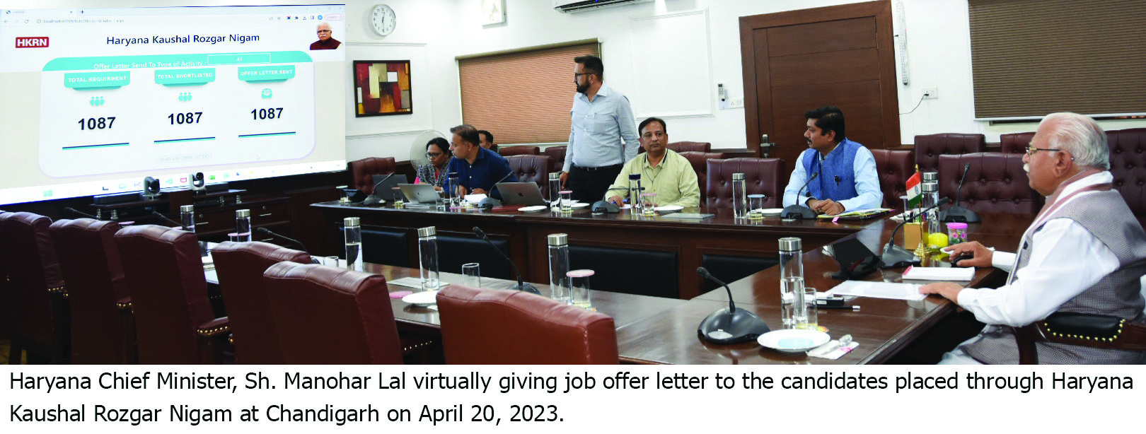 CM Khattar gives job offers to 1,087 candidates through HKRNL