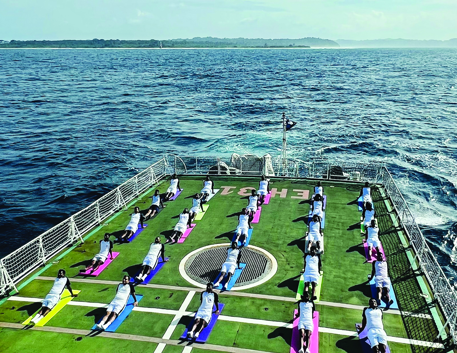 Indian Coast Guard forms Coastal Ring on Yoga Day Indian Coast Guard forms Coastal Ring on Yoga Day