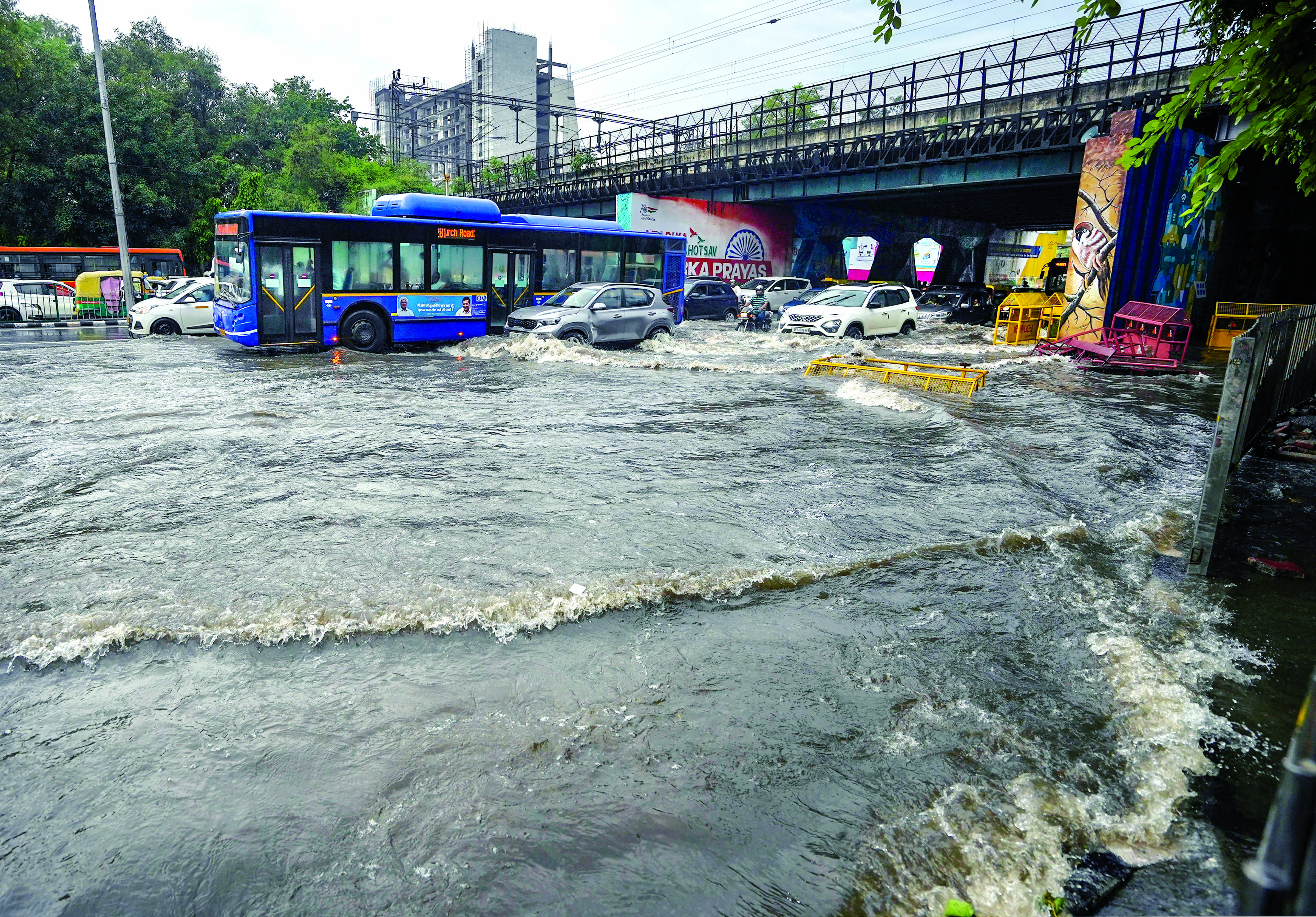 Traffic hit, massive waterlogging across city Traffic hit, massive waterlogging across city