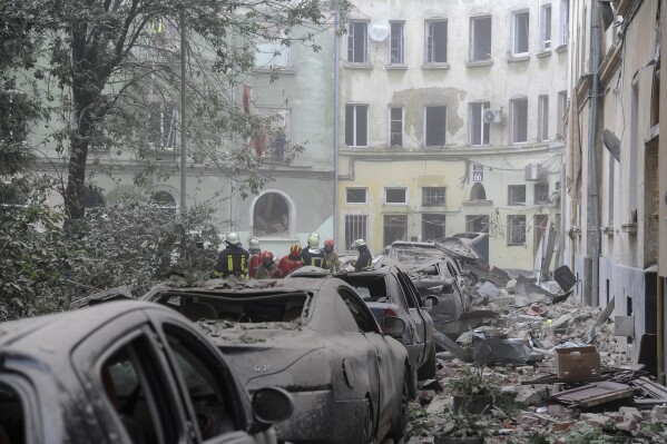 Death toll rises to 7 after Russian missiles slam into Ukrainian citys downtown area Death toll rises to 7 after Russian missiles slam into Ukrainian citys downtown area