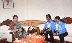 Smriti Irani felicitates gold medal-winning women’s blind cricket team